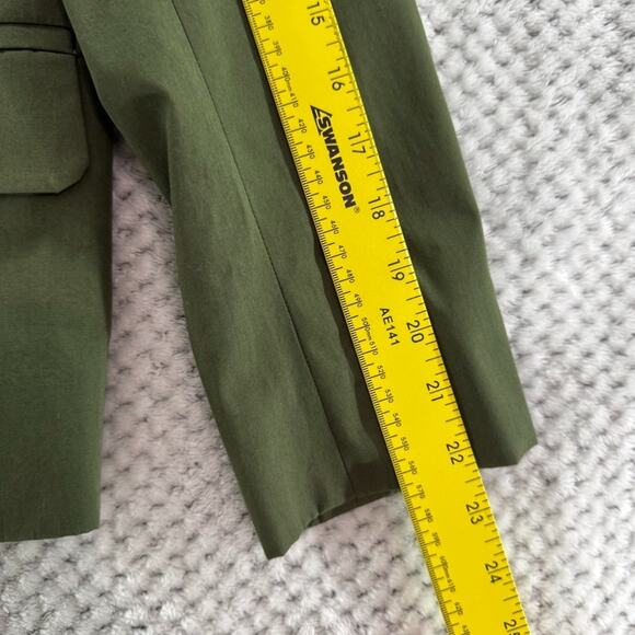 COS Jacket Womens 4 Green Cotton Button Front Coat Collared Long Sleeve Unlined - Picture 11 of 15